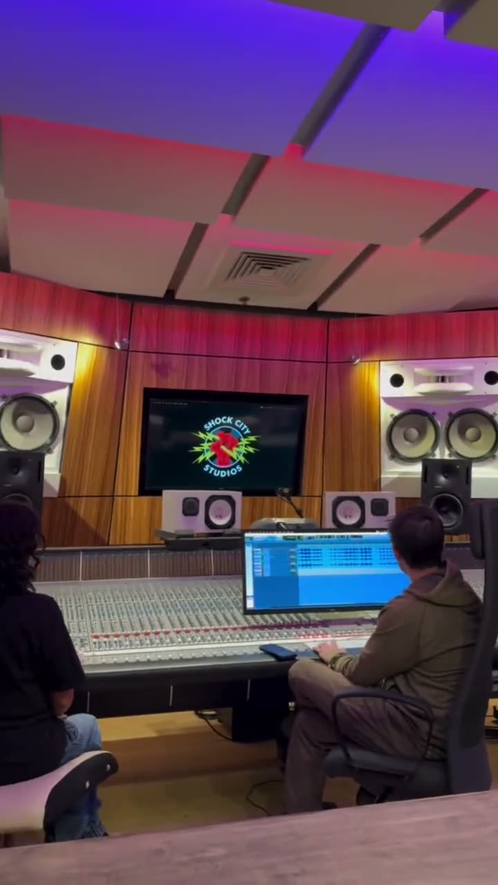 At the console during the mix at Shock City Studios.